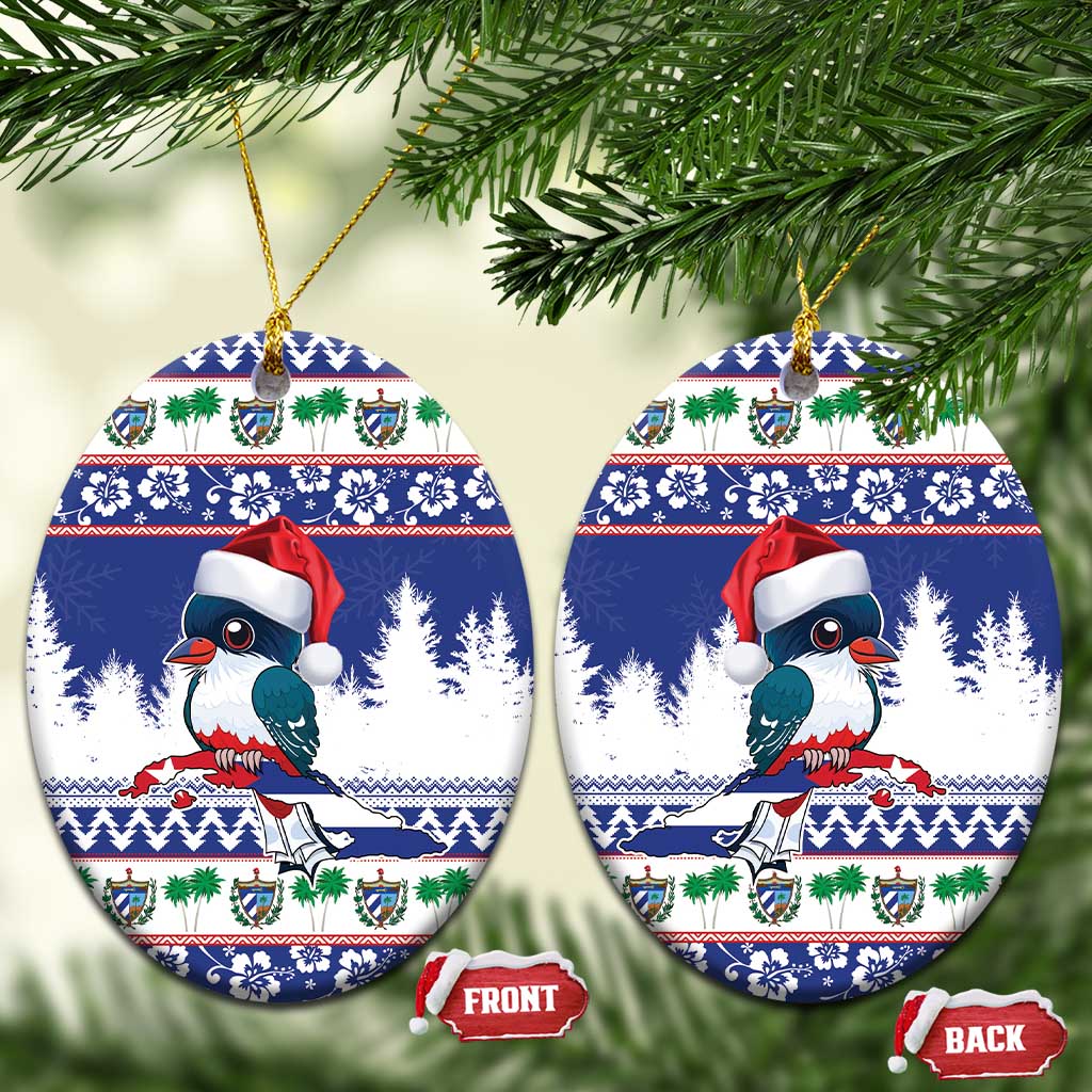 Cuba Christmas Ceramic Ornament Cuban Trogon Map With Feliz Navidad LT18