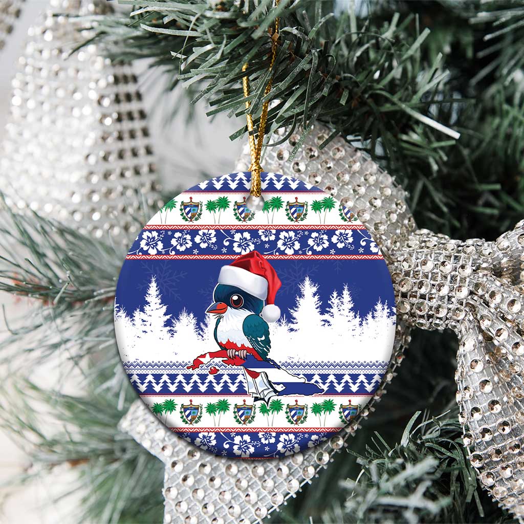 Cuba Christmas Ceramic Ornament Cuban Trogon Map With Feliz Navidad LT18