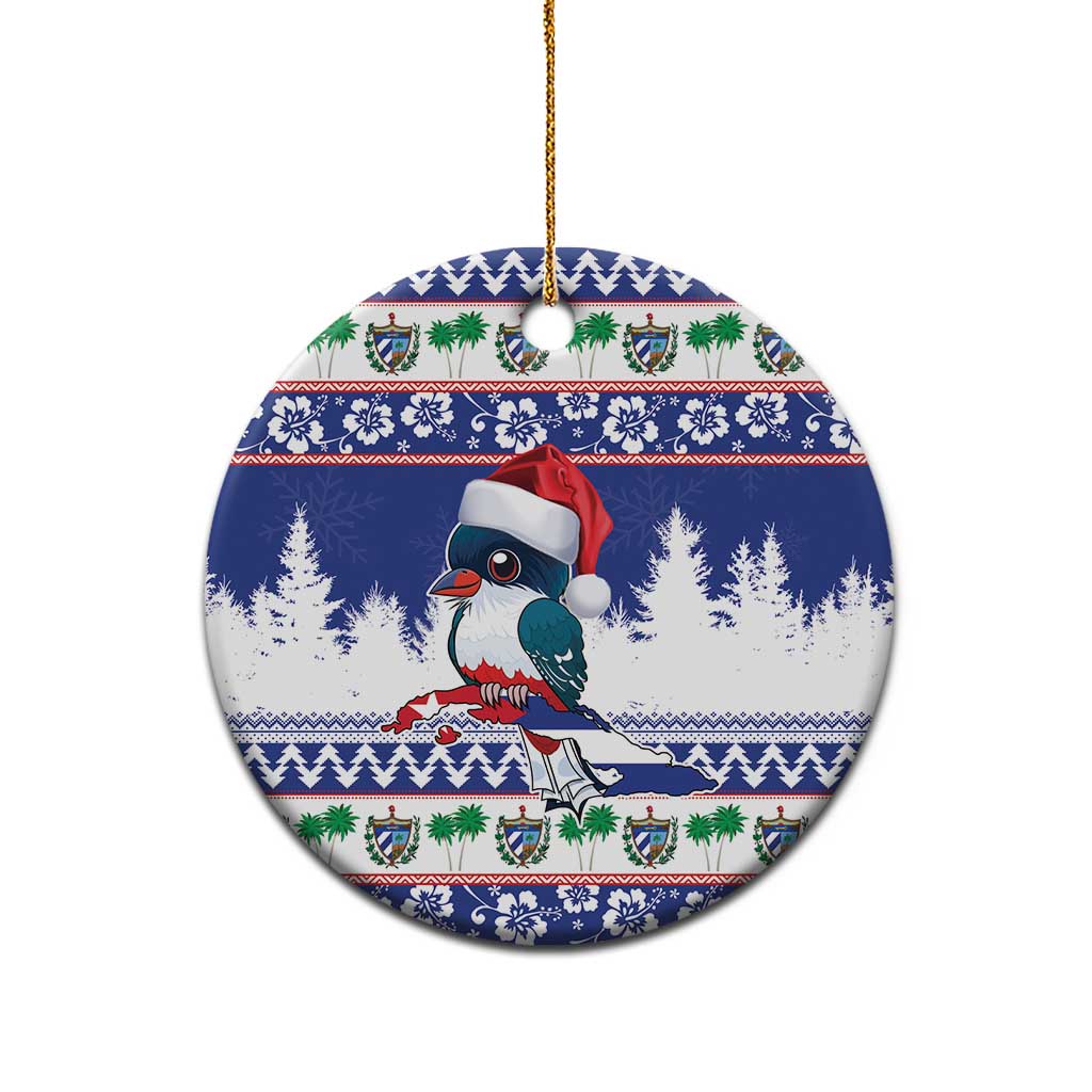 Cuba Christmas Ceramic Ornament Cuban Trogon Map With Feliz Navidad LT18