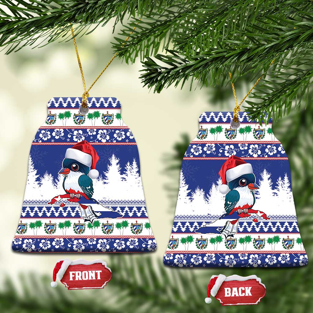 Cuba Christmas Ceramic Ornament Cuban Trogon Map With Feliz Navidad LT18