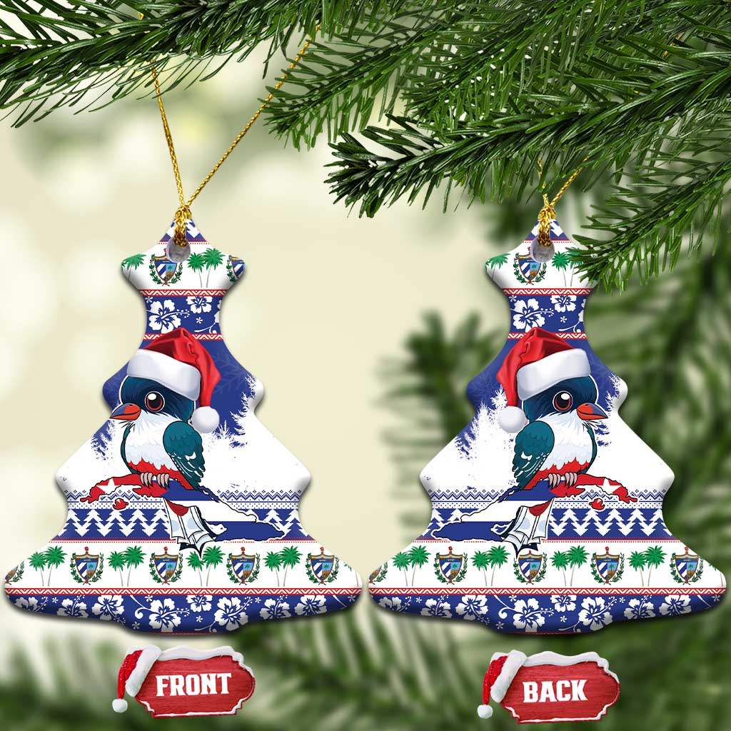Cuba Christmas Ceramic Ornament Cuban Trogon Map With Feliz Navidad LT18