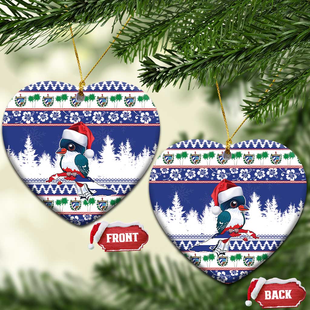 Cuba Christmas Ceramic Ornament Cuban Trogon Map With Feliz Navidad LT18
