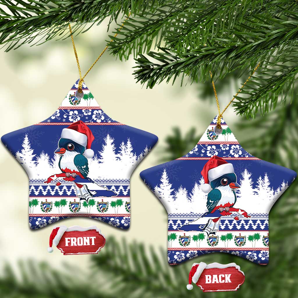 Cuba Christmas Ceramic Ornament Cuban Trogon Map With Feliz Navidad LT18