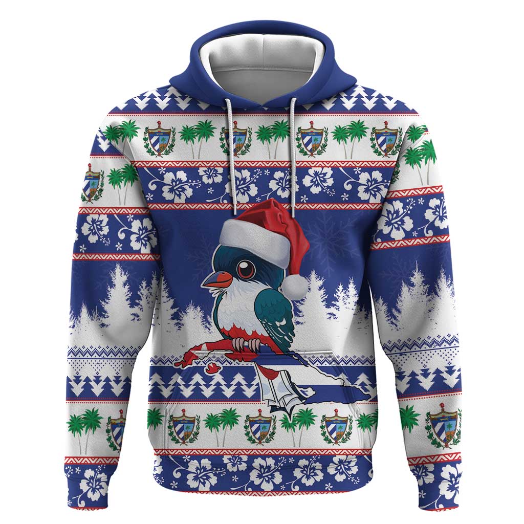 Cuba Christmas Hoodie Cuban Trogon Map With Feliz Navidad LT18