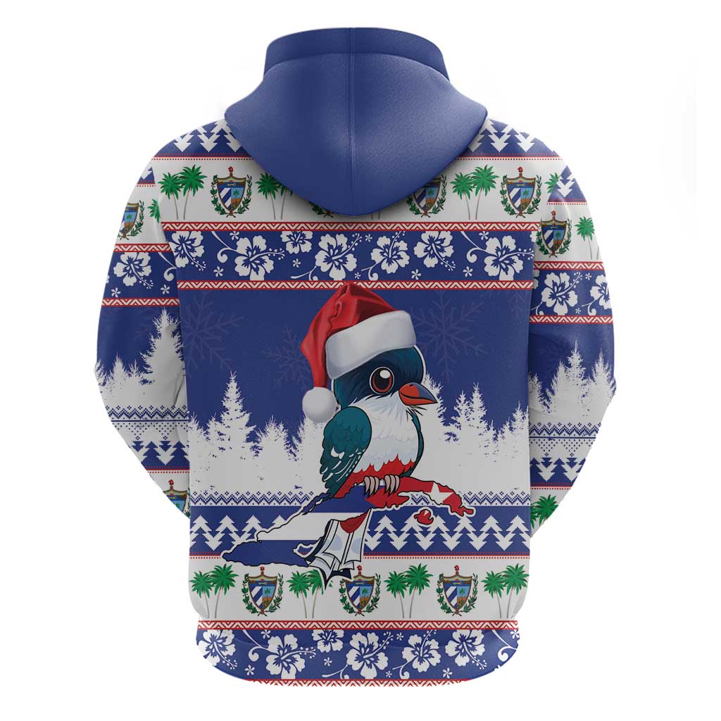 Cuba Christmas Hoodie Cuban Trogon Map With Feliz Navidad LT18