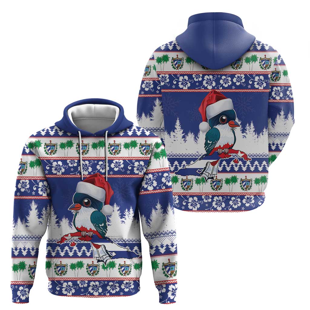 Cuba Christmas Hoodie Cuban Trogon Map With Feliz Navidad LT18