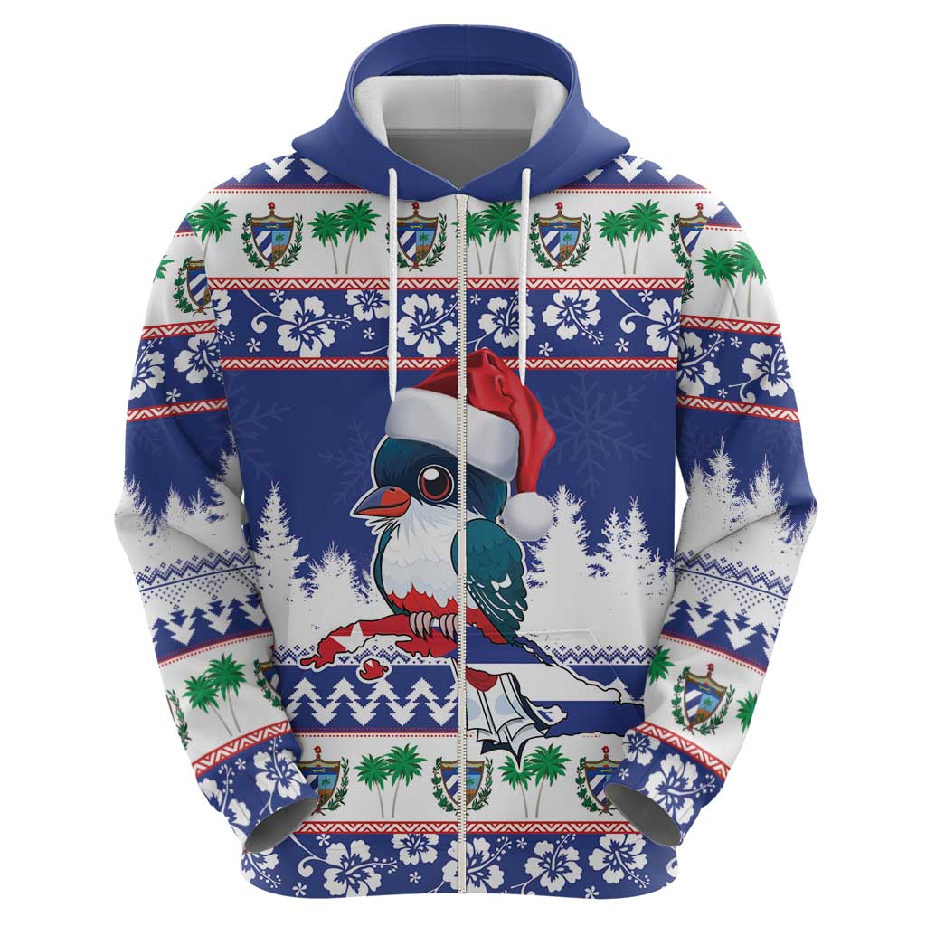 Cuba Christmas Hoodie Cuban Trogon Map With Feliz Navidad LT18