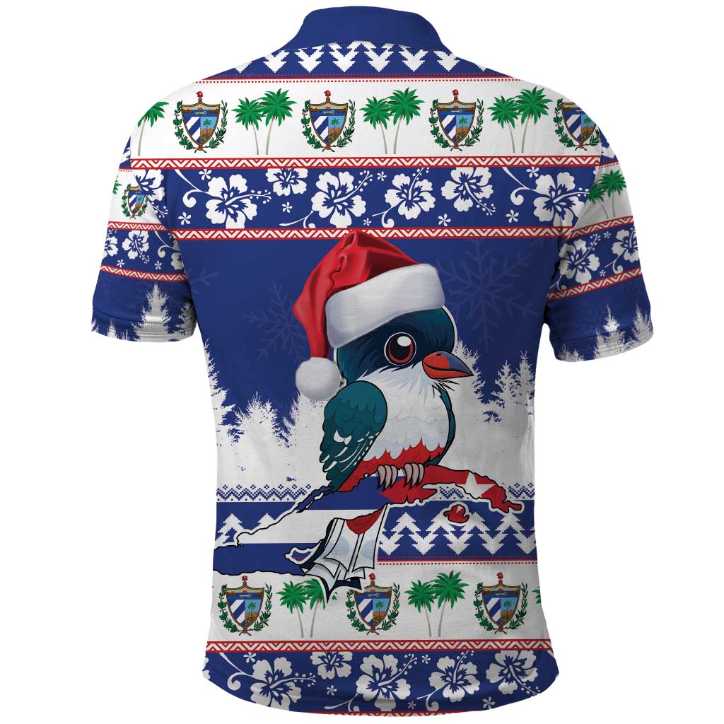 Cuba Christmas Polo Shirt Cuban Trogon Map With Feliz Navidad LT18