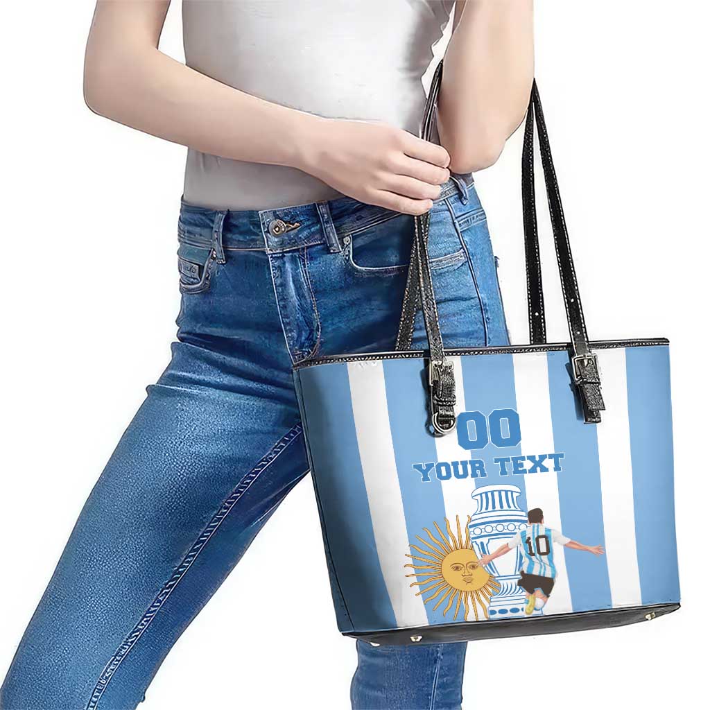 Custom Argentina Football Leather Tote Bag Go Champions 2024 LT18