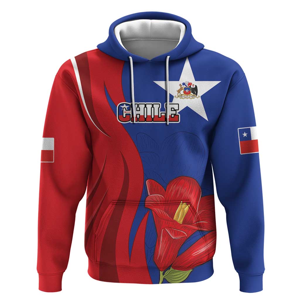 Custom Chile Independence Day Hoodie Lapageria Flower With Coat Of Arms LT18