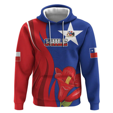 Custom Chile Independence Day Hoodie Lapageria Flower With Coat Of Arms LT18
