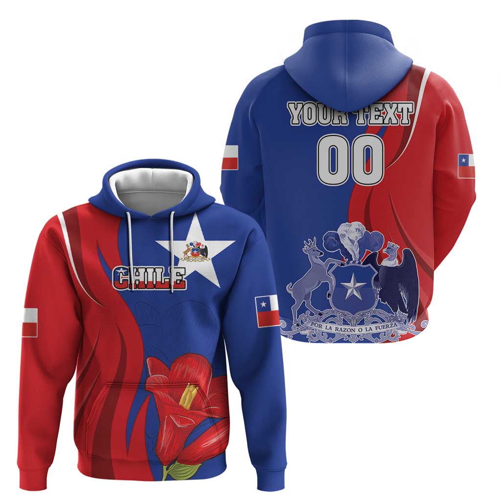 Custom Chile Independence Day Hoodie Lapageria Flower With Coat Of Arms LT18