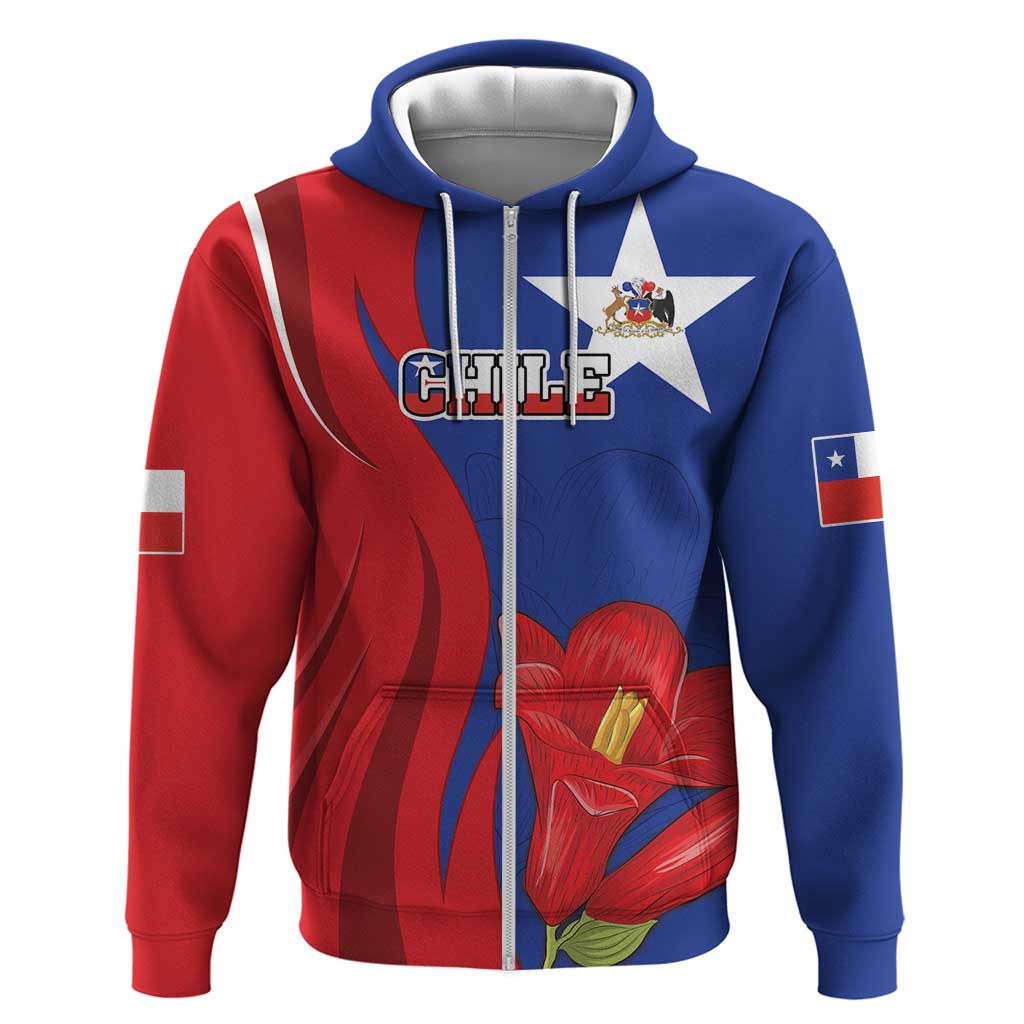Custom Chile Independence Day Hoodie Lapageria Flower With Coat Of Arms LT18