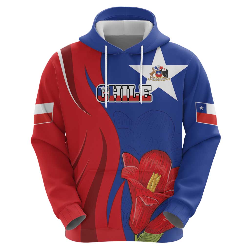 Custom Chile Independence Day Hoodie Lapageria Flower With Coat Of Arms LT18