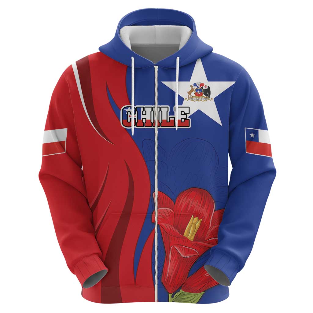Custom Chile Independence Day Hoodie Lapageria Flower With Coat Of Arms LT18