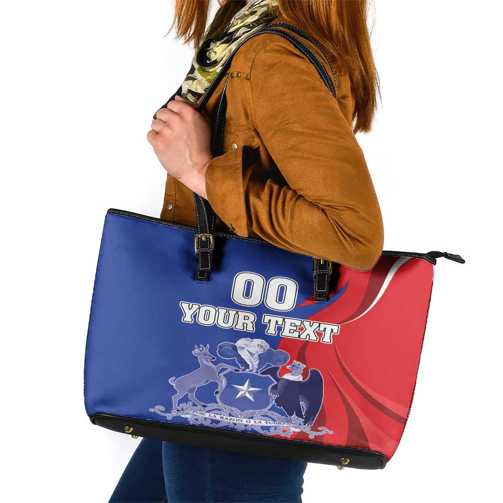 Custom Chile Independence Day Leather Tote Bag Lapageria Flower With Coat Of Arms LT18