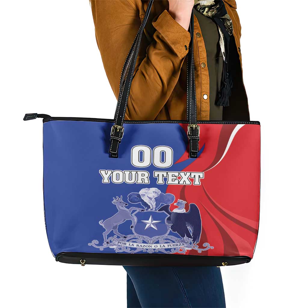 Custom Chile Independence Day Leather Tote Bag Lapageria Flower With Coat Of Arms LT18