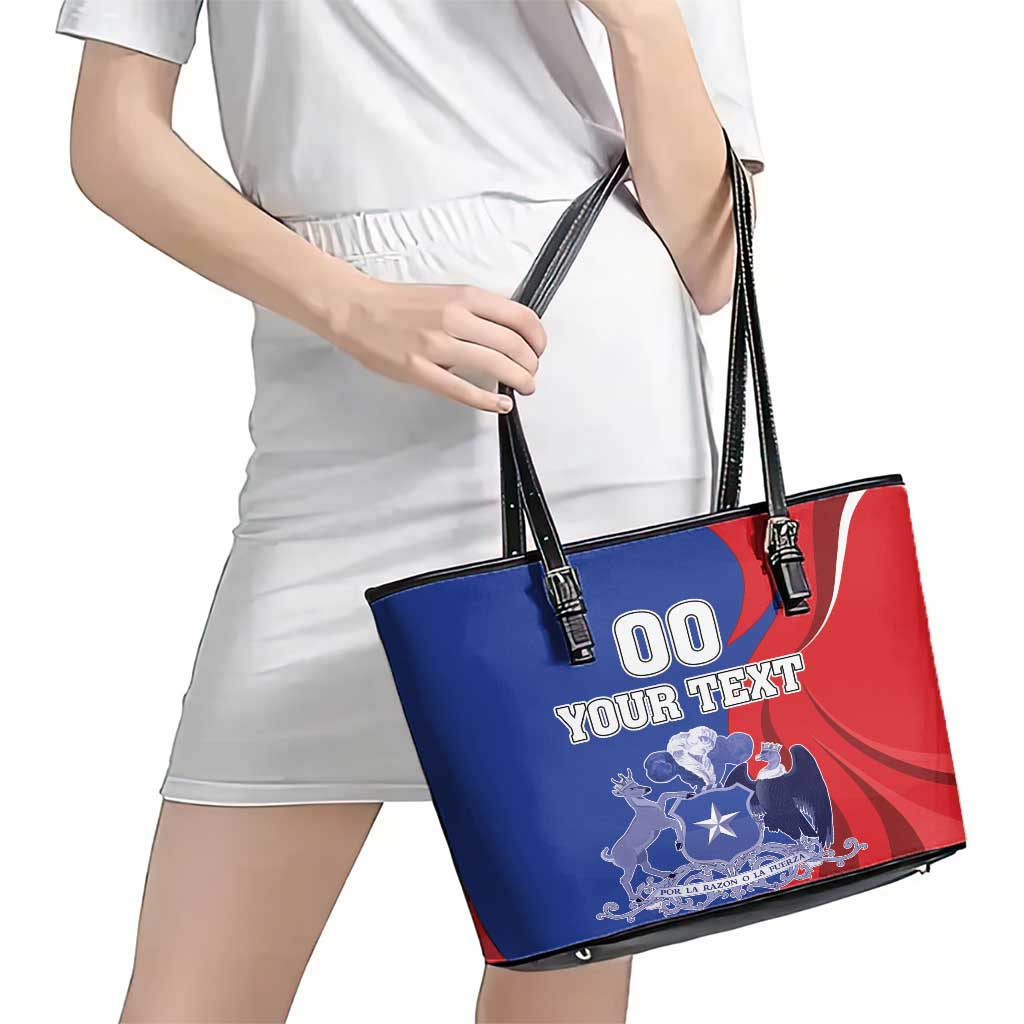 Custom Chile Independence Day Leather Tote Bag Lapageria Flower With Coat Of Arms LT18