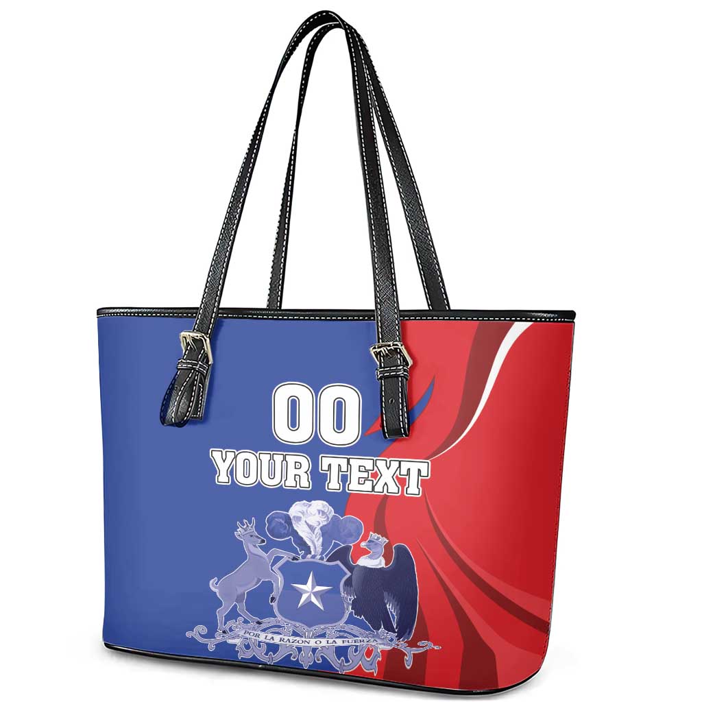 Custom Chile Independence Day Leather Tote Bag Lapageria Flower With Coat Of Arms LT18
