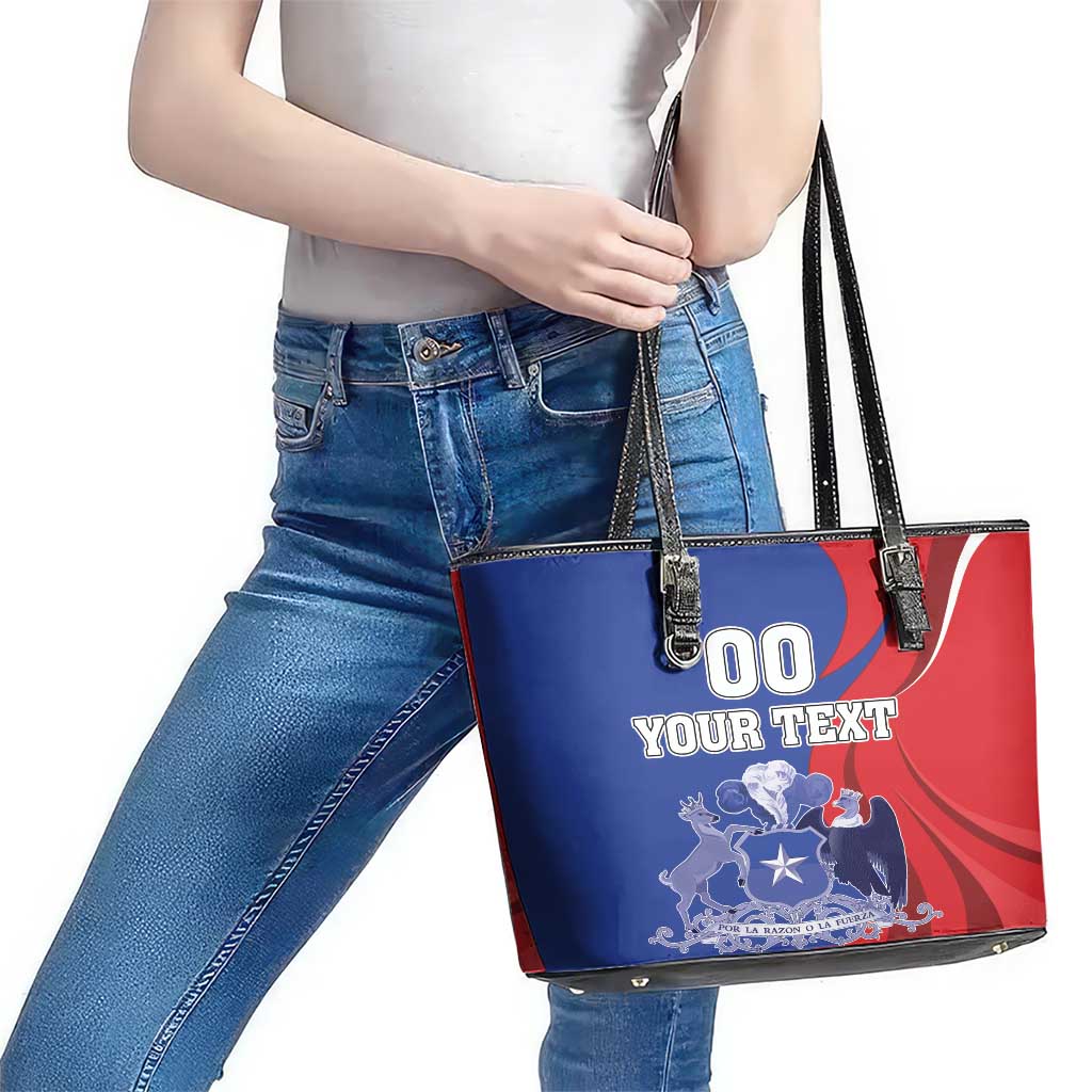 Custom Chile Independence Day Leather Tote Bag Lapageria Flower With Coat Of Arms LT18