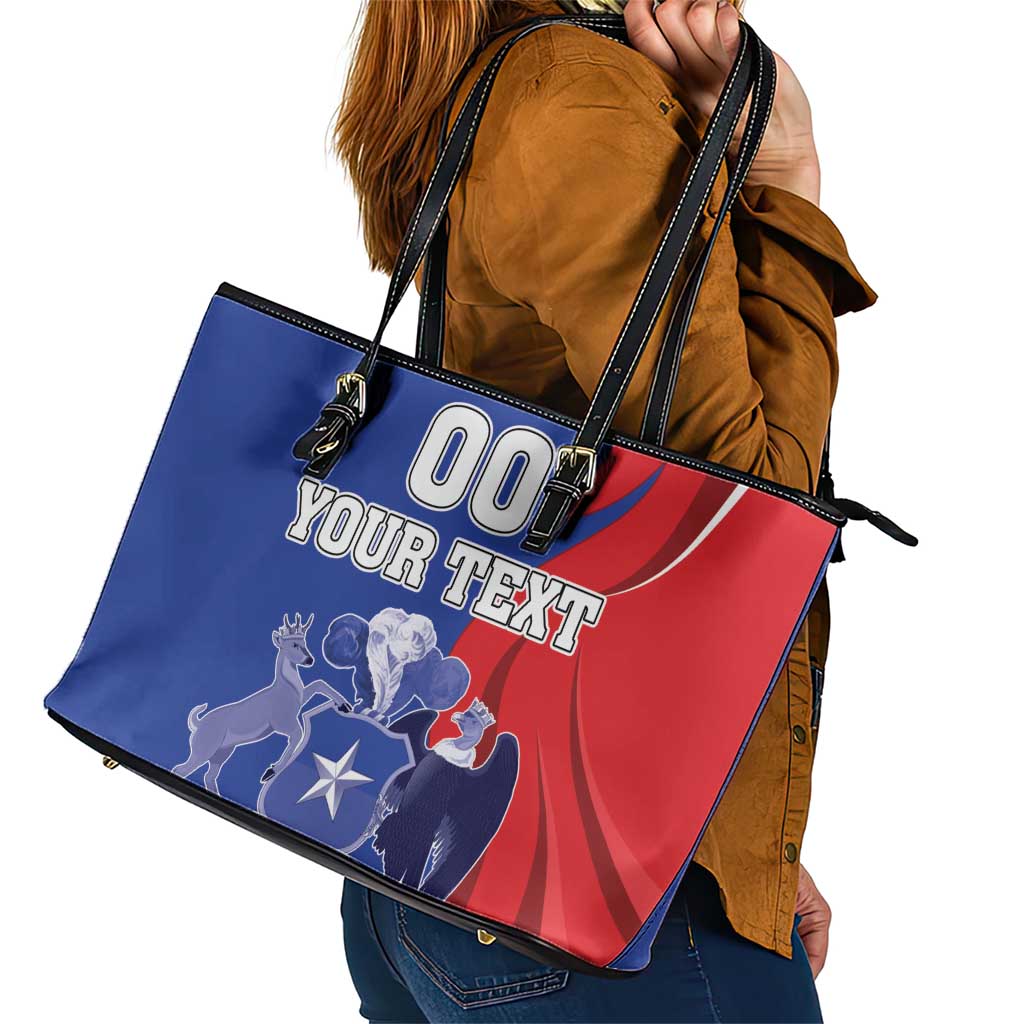 Custom Chile Independence Day Leather Tote Bag Lapageria Flower With Coat Of Arms LT18