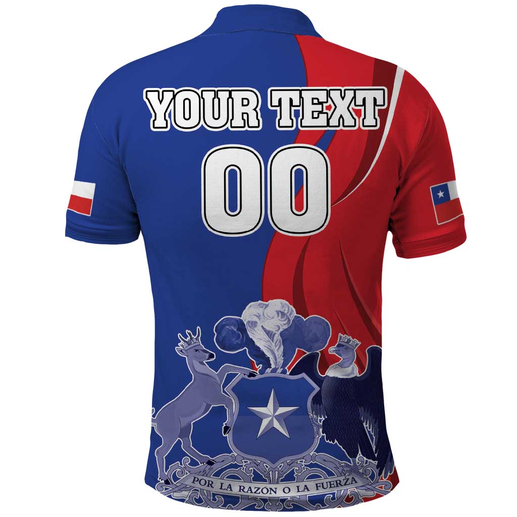 Custom Chile Independence Day Polo Shirt Lapageria Flower With Coat Of Arms LT18