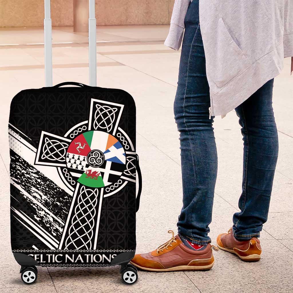 Cross Celtic Nations Luggage Cover Six Celtic Countries Grunge Style LT18