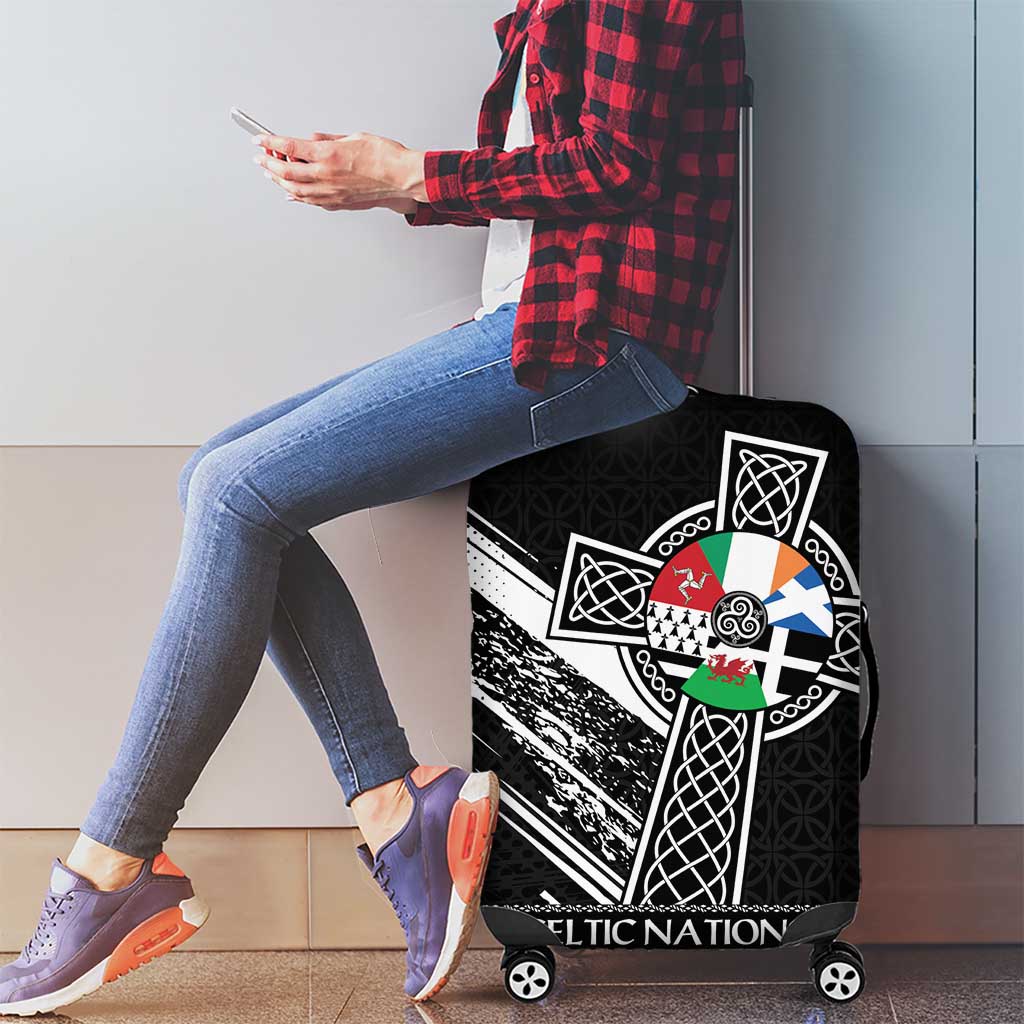 Cross Celtic Nations Luggage Cover Six Celtic Countries Grunge Style LT18