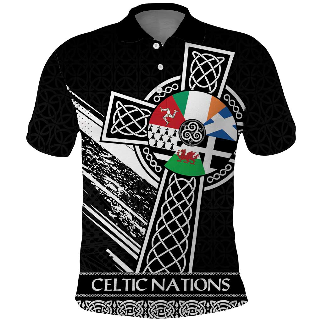 Cross Celtic Nations Polo Shirt Six Celtic Countries Grunge Style LT18