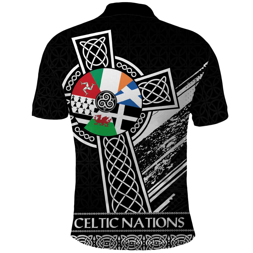 Cross Celtic Nations Polo Shirt Six Celtic Countries Grunge Style LT18