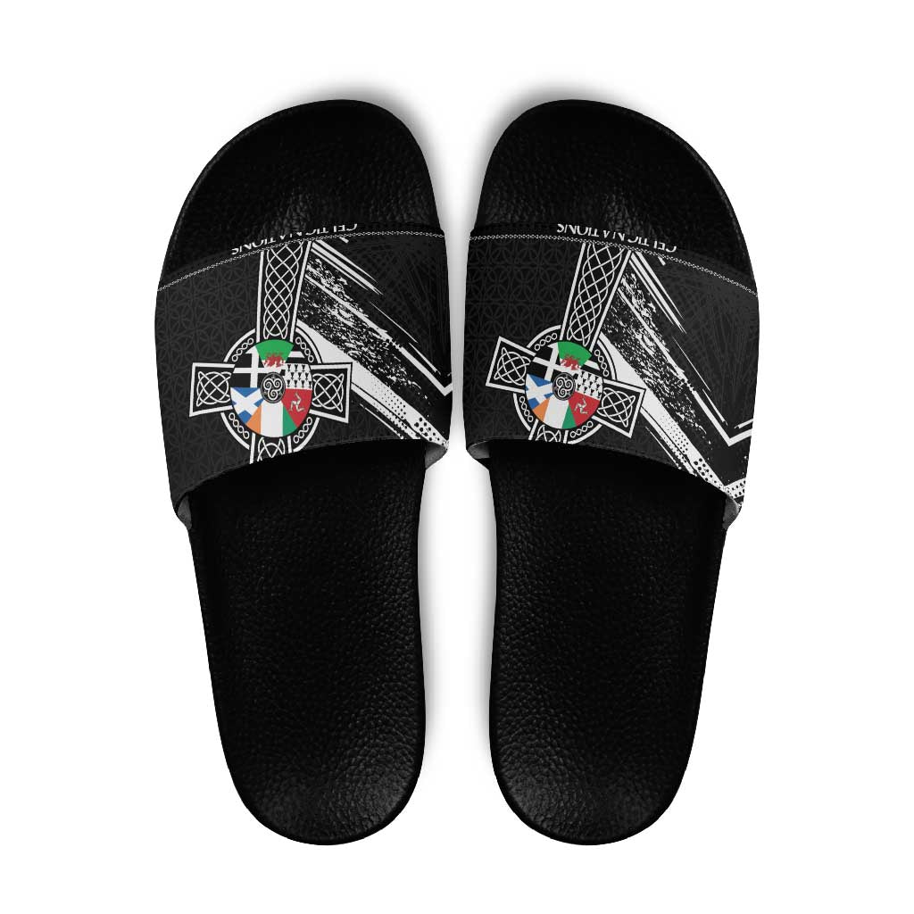 Cross Celtic Nations Slide Sandals Six Celtic Countries Grunge Style LT18