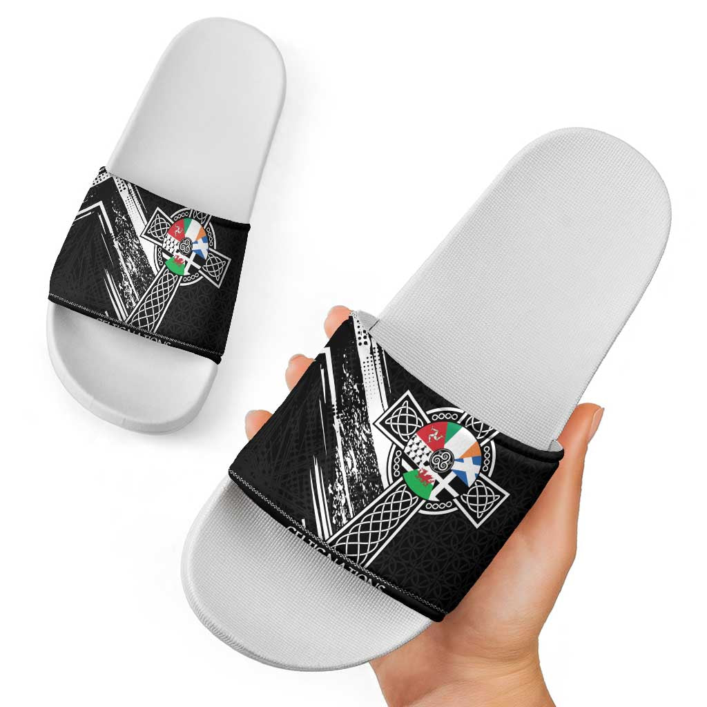 Cross Celtic Nations Slide Sandals Six Celtic Countries Grunge Style LT18