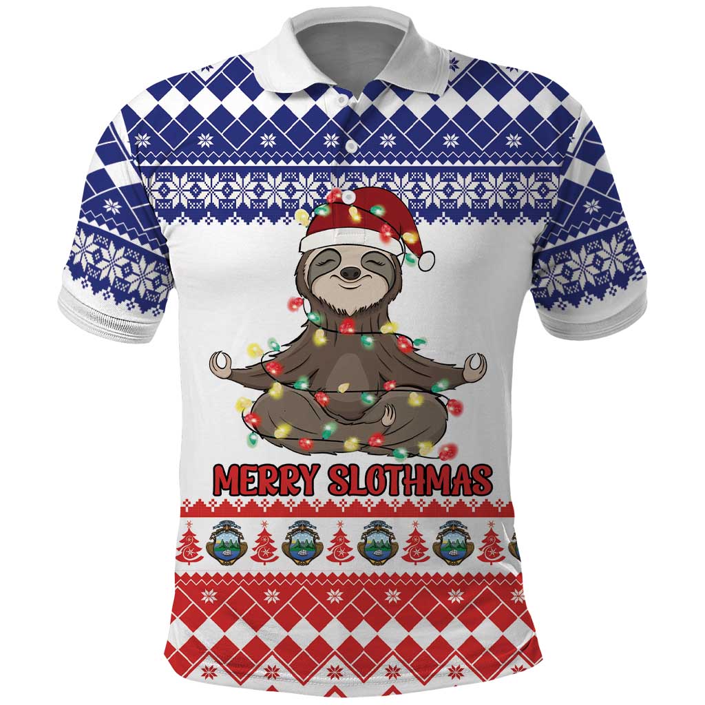 Costa Rica Christmas Polo Shirt Merry Slothmas LT18