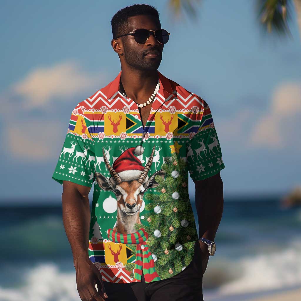 South Africa Springbok Hawaiian Shirt Christmas Tree - Lightning Art LT18