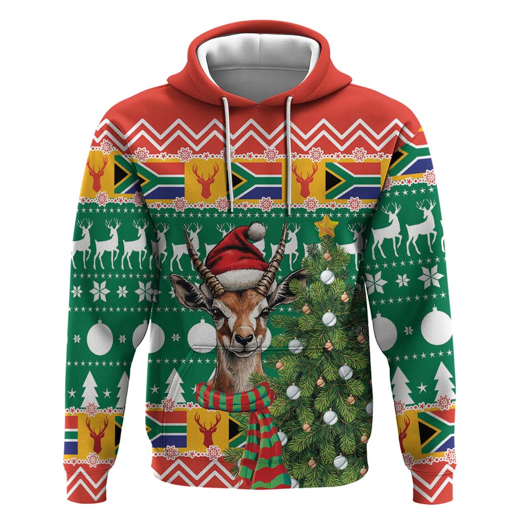 South Africa Christmas Hoodie Springbok With Christmas Tree LT18