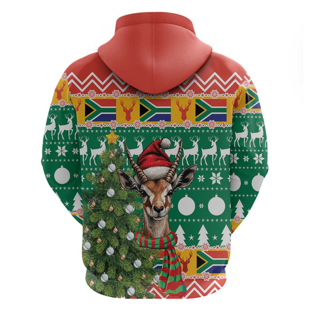 South Africa Christmas Hoodie Springbok With Christmas Tree LT18