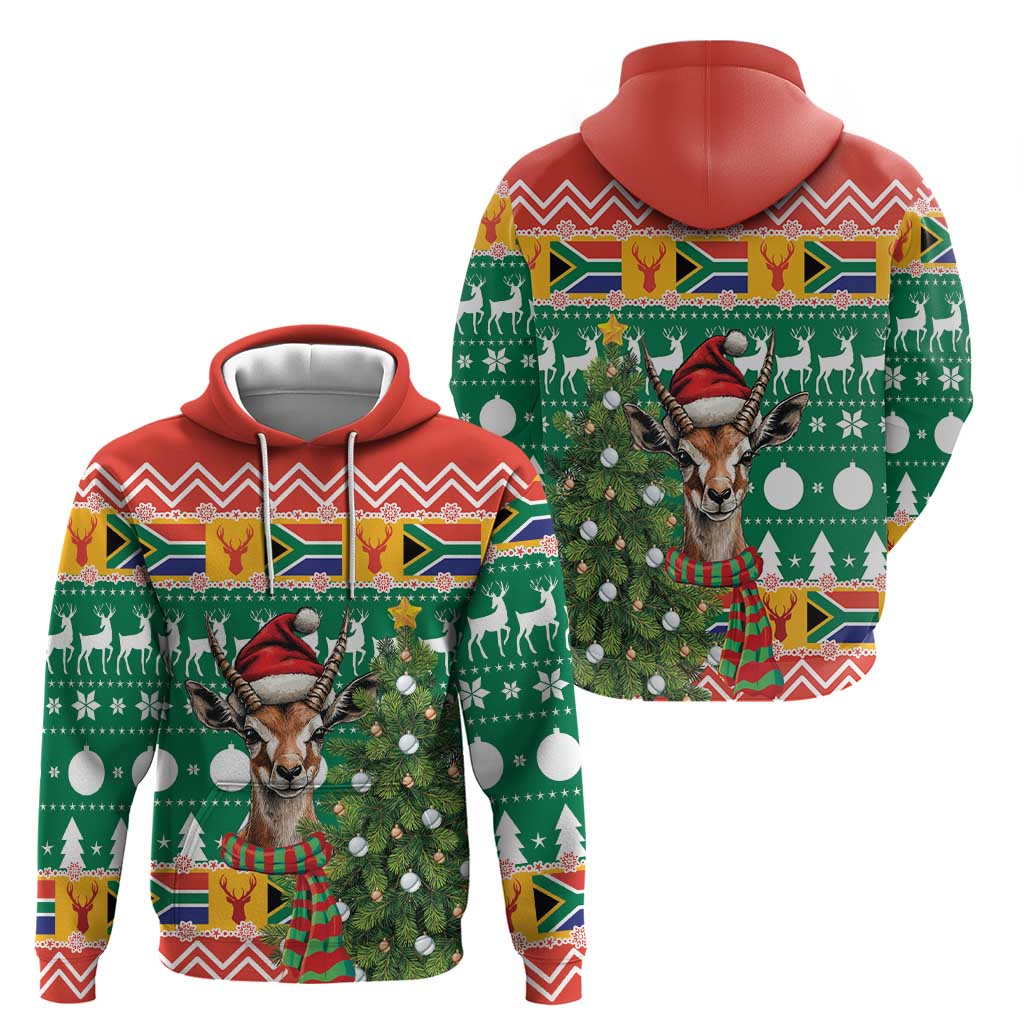 South Africa Christmas Hoodie Springbok With Christmas Tree LT18