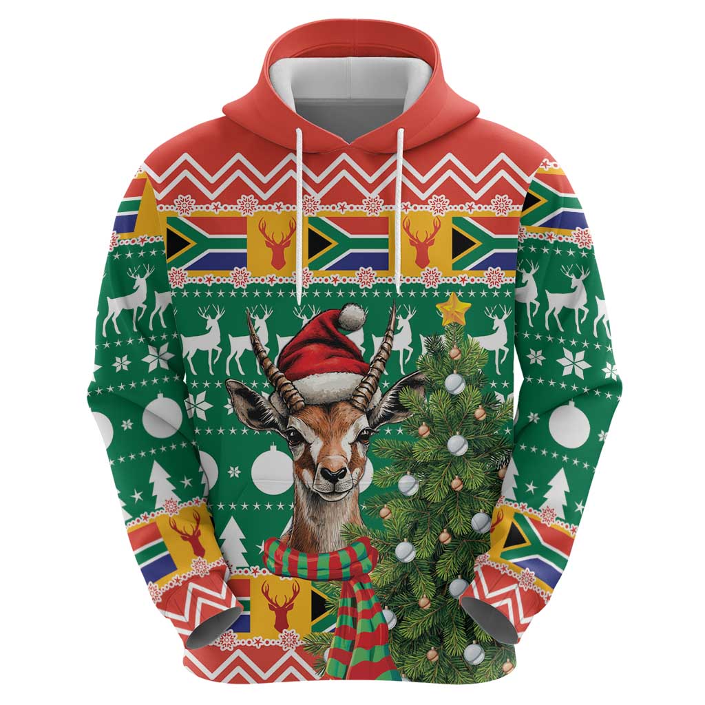 South Africa Christmas Hoodie Springbok With Christmas Tree LT18