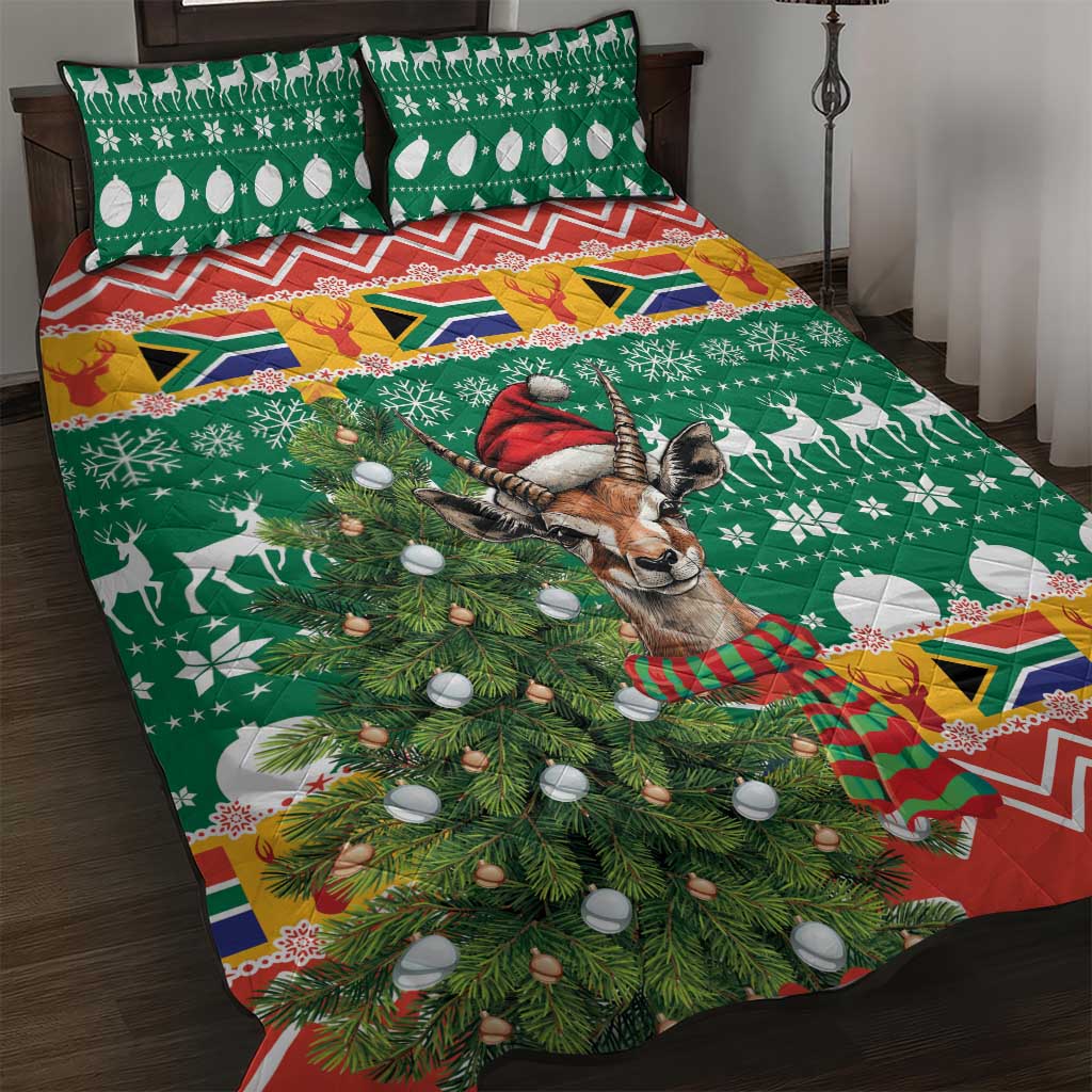 South Africa Springbok Quilt Bed Set Christmas Tree - Lightning Art LT18