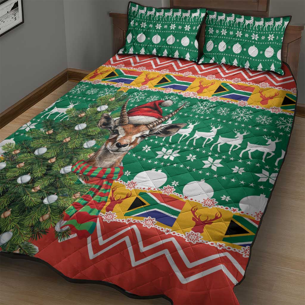 South Africa Springbok Quilt Bed Set Christmas Tree - Lightning Art LT18