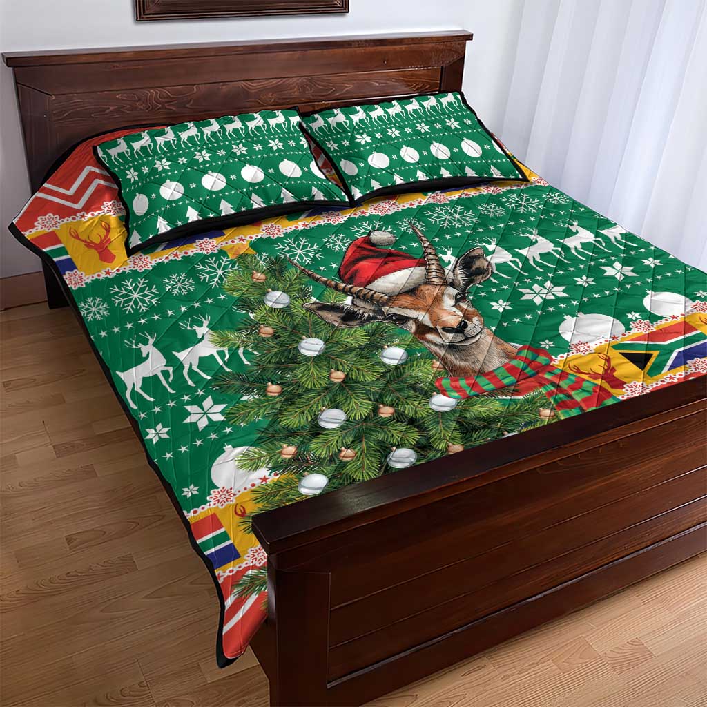 South Africa Springbok Quilt Bed Set Christmas Tree - Lightning Art LT18