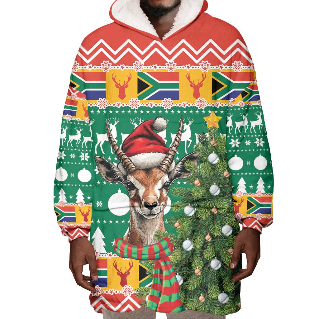 South Africa Springbok Wearable Blanket Hoodie Christmas Tree - Lightning Art LT18