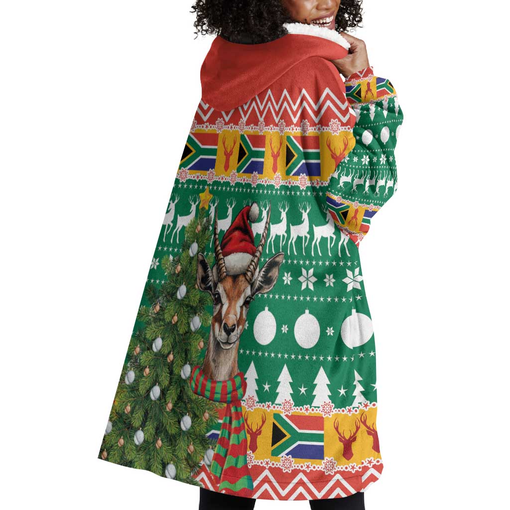 South Africa Springbok Wearable Blanket Hoodie Christmas Tree - Lightning Art LT18