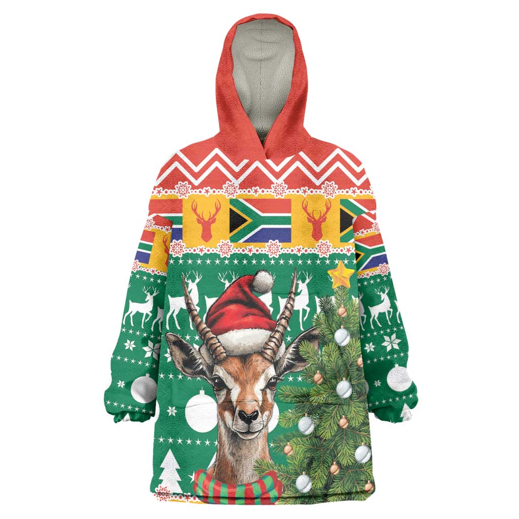 South Africa Springbok Wearable Blanket Hoodie Christmas Tree - Lightning Art LT18