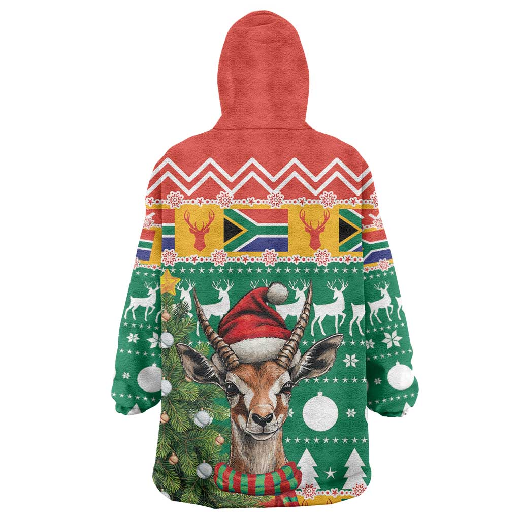 South Africa Springbok Wearable Blanket Hoodie Christmas Tree - Lightning Art LT18