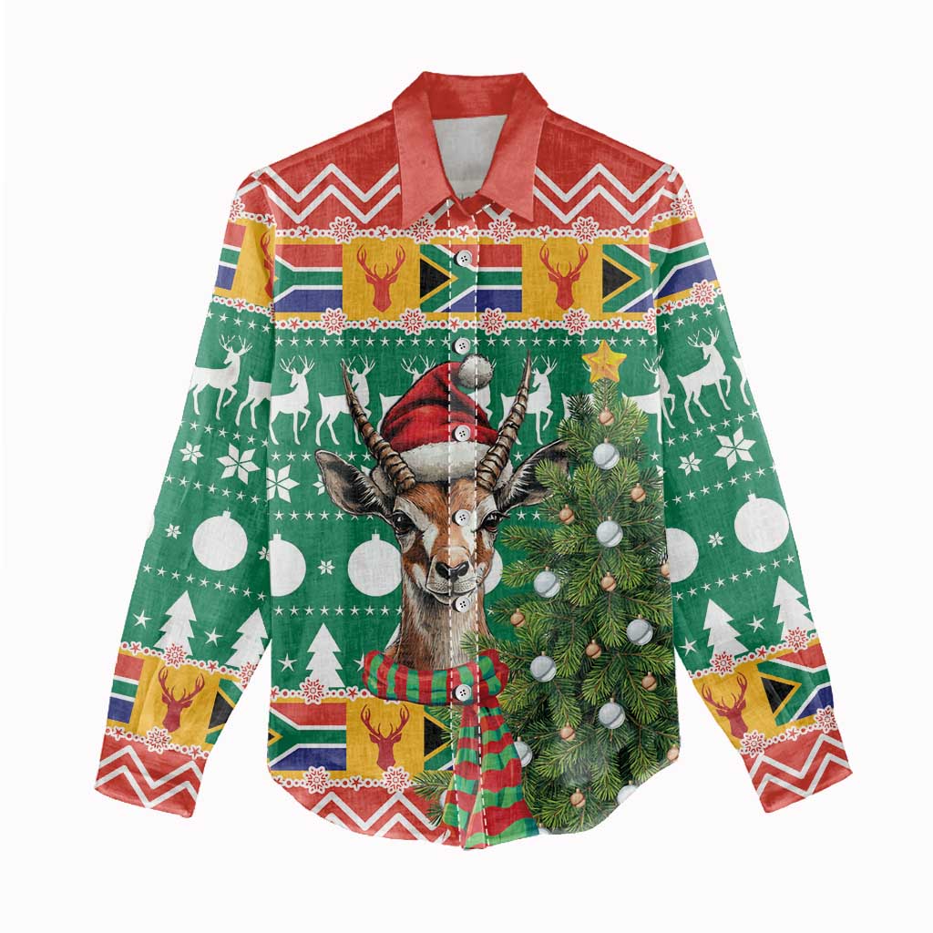 South Africa Springbok Women Casual Shirt Christmas Tree - Lightning Art LT18
