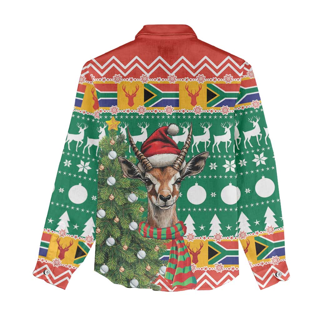 South Africa Springbok Women Casual Shirt Christmas Tree - Lightning Art LT18