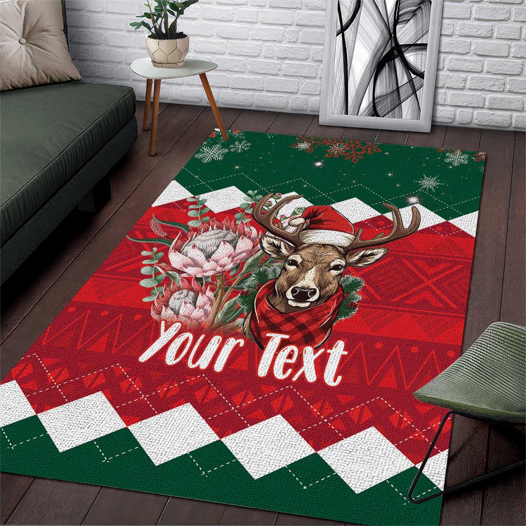 Personalized South Africa Merry Christmas Area Rug Springbok With King Protea LT18