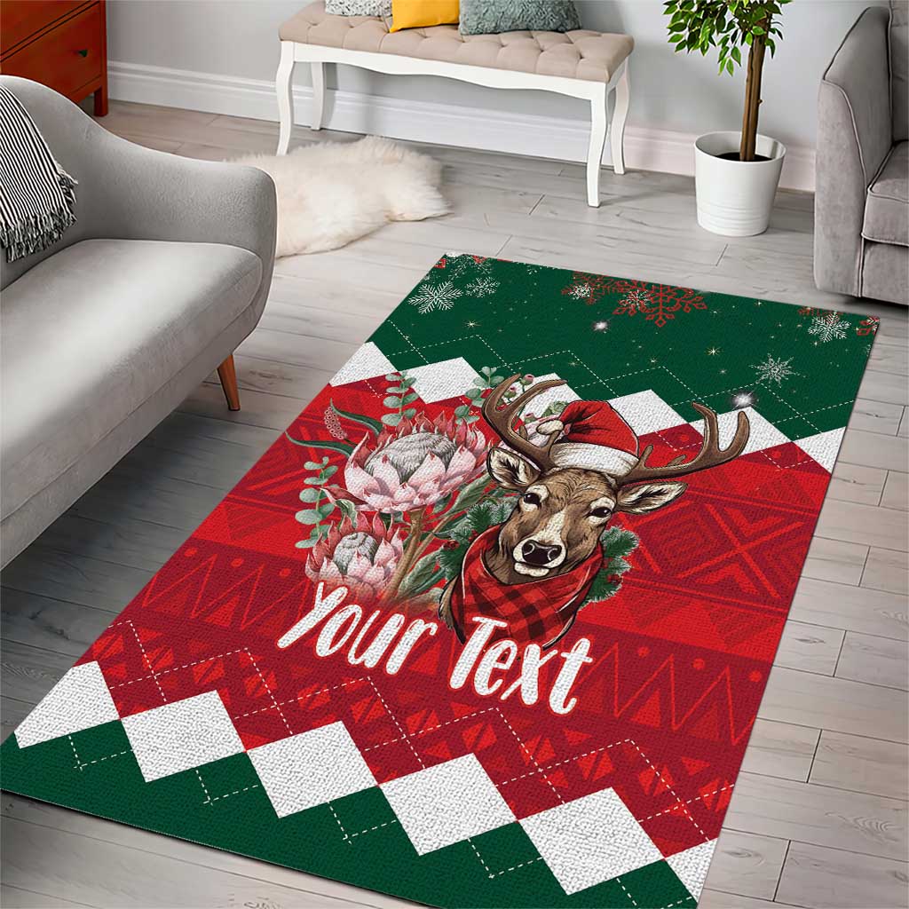 Personalized South Africa Merry Christmas Area Rug Springbok With King Protea LT18