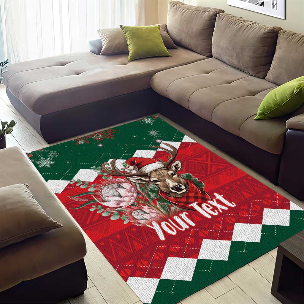 Personalized South Africa Merry Christmas Area Rug Springbok With King Protea LT18